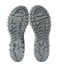 sole of hiking shoes isolated on white background