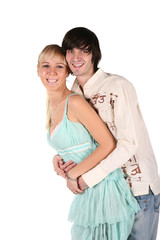 Naklejka premium boy embraces girl