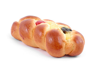 Fresh Sweet Bread on white background .