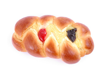 Fresh Sweet Bread on white background .