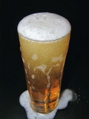 The glass of cold beer