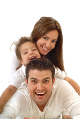 Fototapeta na wymiar Podekscytowany, szczęśliwe młode rodziny w radosnej rwetes