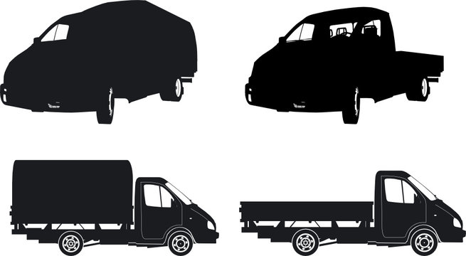 Vector trucks silhouette set