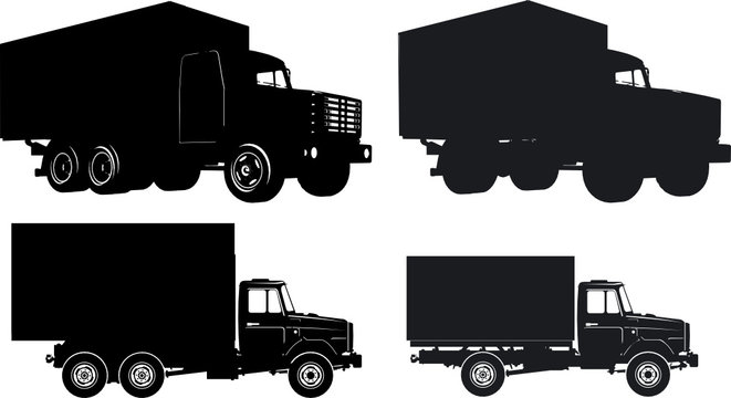 Vector trucks silhouette set