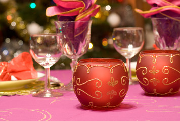 Luxury table set of a dinner