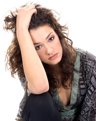 Heardtache woman siting and thinking