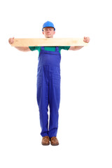 Builder with plank