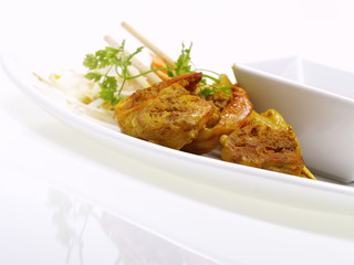 malaysische curry shrimp satays