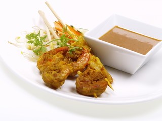 malaysische curry shrimp satays