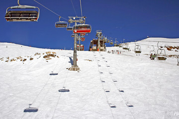 chair lift on the blue sky