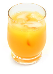 freshly squeezed orange juice against white background, 