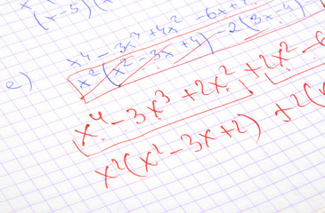 hand written maths calculations with teacher's corrections  - 5580291