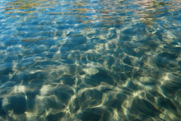 Water surface of a sea with white sand ground 