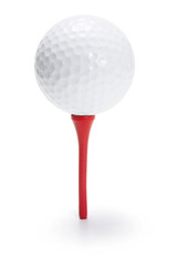 Golf Ball on Tee on White Background