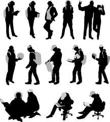 Lots silhouettes of students. Illustration.