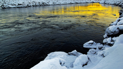 winter river scenery in the north of sweden