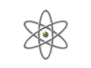 atom symbol with gold core