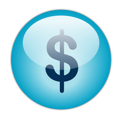 Glassy Blue Dollar Button