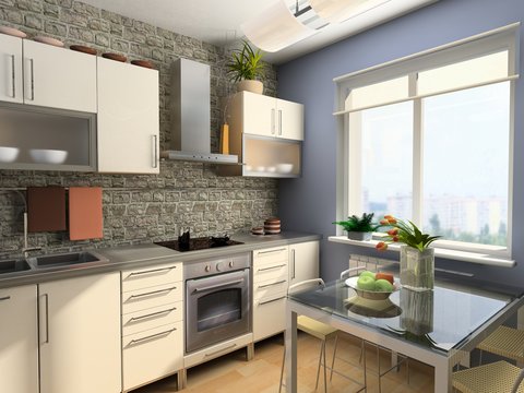 modern kitchen interior (3d computer - generated image)
