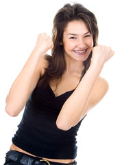 Beautiful brunette is very happy