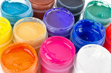 Multicolored gouache paints