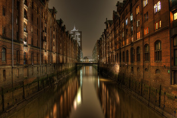 Hamburg, Speicherstadt bei Nacht