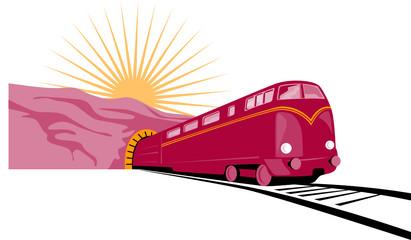 Train coming out of a tunnel