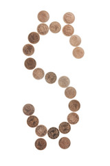 US dollar sign made of coins cents