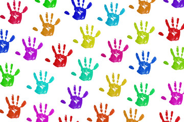 colorful handprints