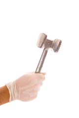 butcher hammer on hand