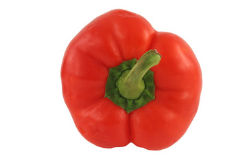 Isolated red bell pepper top on white