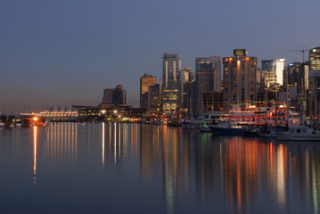 downtown vancouver in the twilight