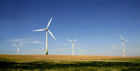 Wind turbines farm. Alternative energy source.