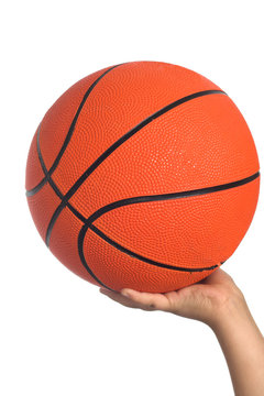 isolated imgae of a hand holding basketball