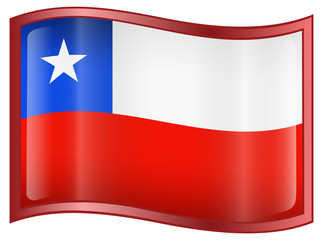 Fototapeta premium Chile Flag icon, isolated on white background.