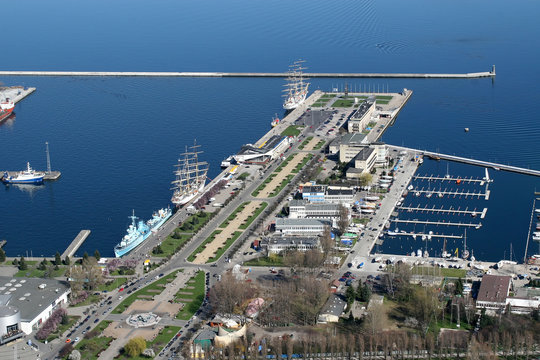 view on gdynia city port from the plane