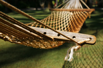 Empty hammock in garden