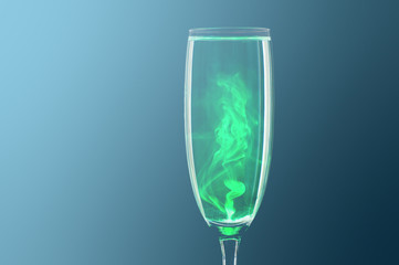 The reactant is dissolved in a glass with a liquid