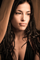 young black hair woman portrait