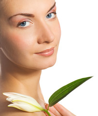 Beautiful girl with white lilly