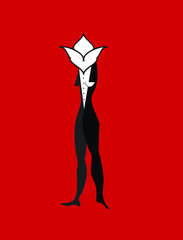 Figure on red background