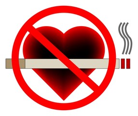 Illustration of a no smoking sign with a heart in background