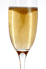 Champagne flute after being filled up
