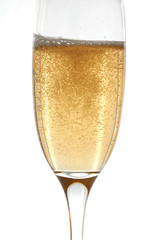 Champagne flute after being filled up
