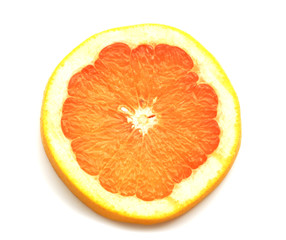 slice of grapefruit on white background