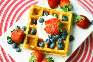 Waffle with berries