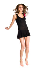 Fototapeta premium Happy jumping girl. Isolated on white.