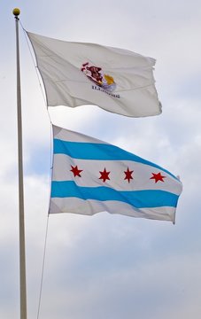 Illinois and Chicago Flags