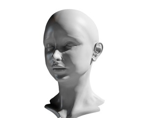 close-up girl head over the white (computer-generated image)
