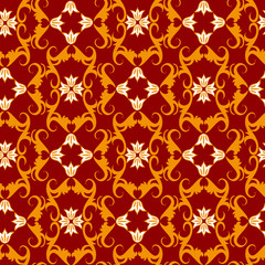 Seamless red ornament vector pattern